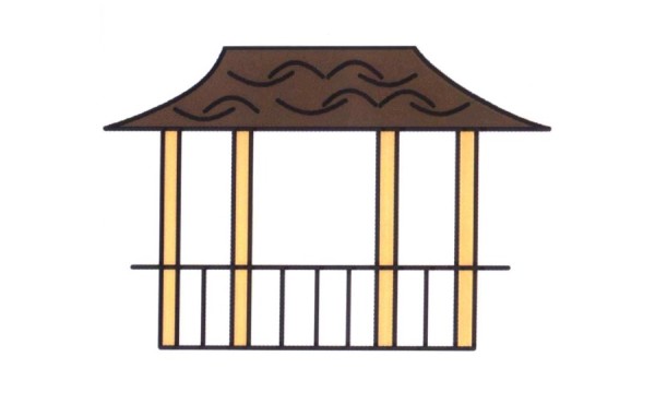 How to draw a beautiful park pavilion with simple strokes