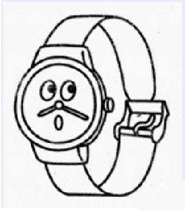 Simple drawing picture of cute cartoon watch for children