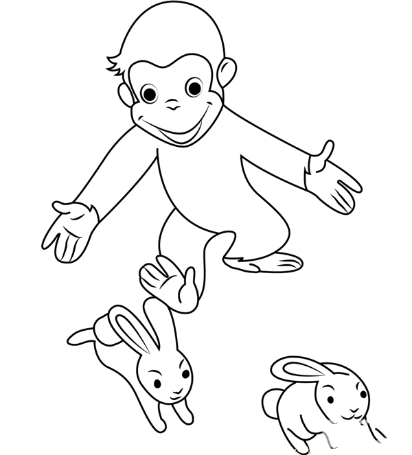 Simple picture of monkey chasing rabbit