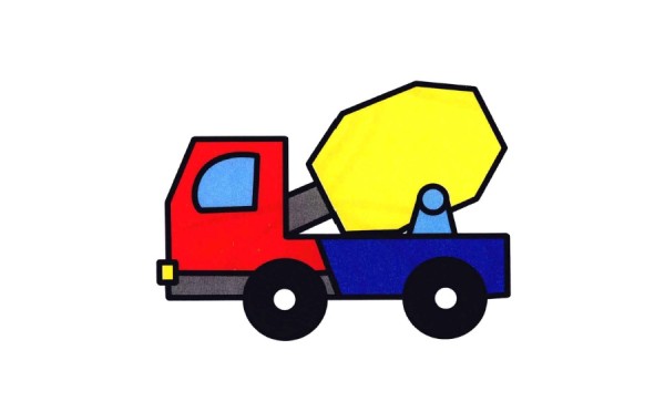 Coloring method of simple drawing of small mixer truck