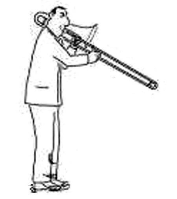 Simple drawing picture of a person playing the trombone