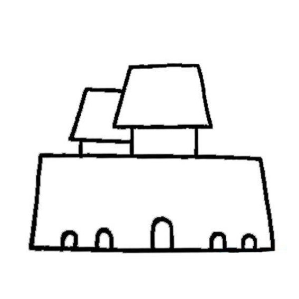 Childrens simple drawing of castle