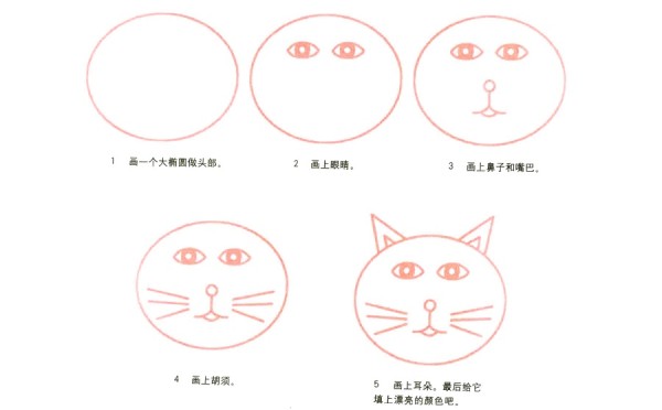 Step by step drawing of cute little kitten