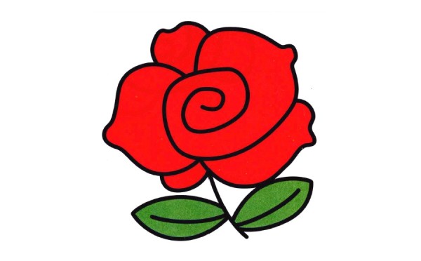 Simple drawing method of a red rose