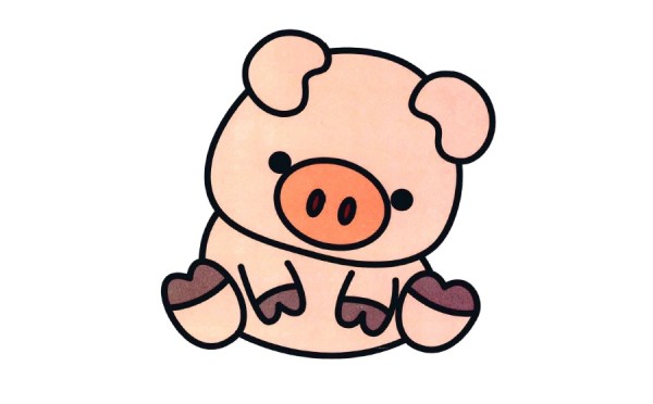 Cartoon pig simple drawing coloring method