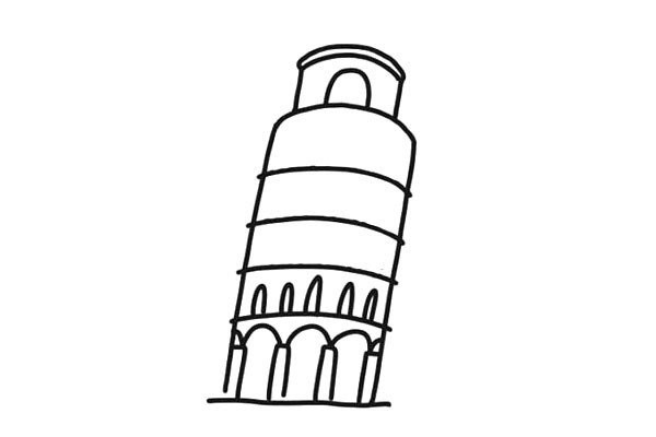 Leaning Tower of Pisa simple drawing steps