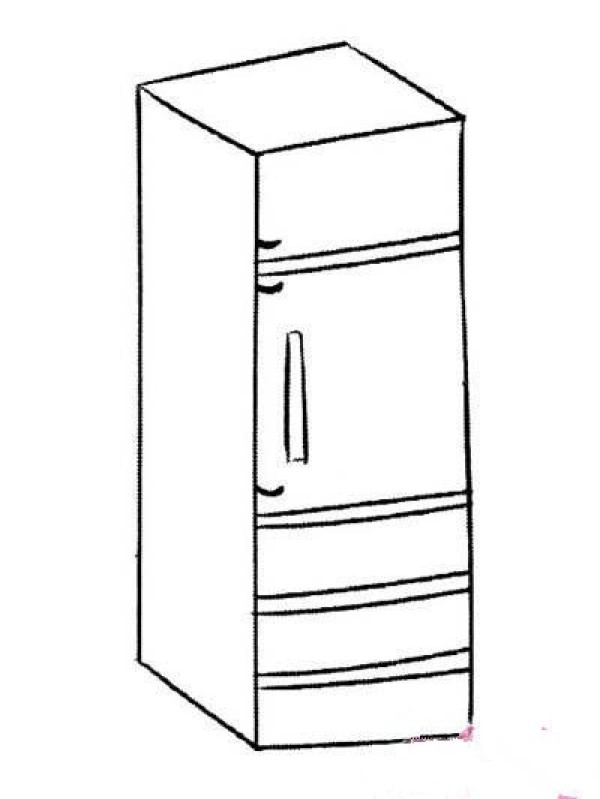 Simple drawing pictures of multi-door refrigerators