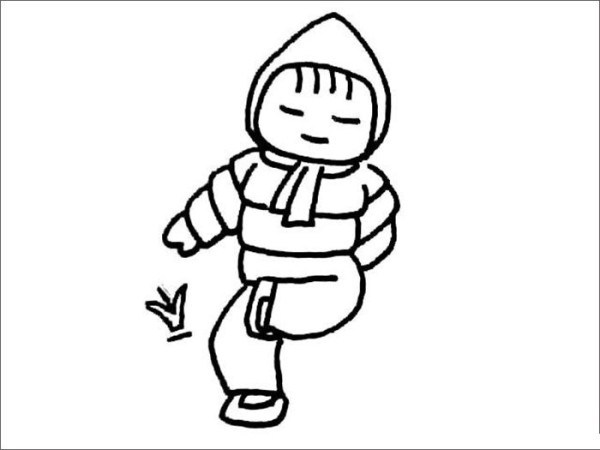 Simple drawing of little girl kicking shuttlecock