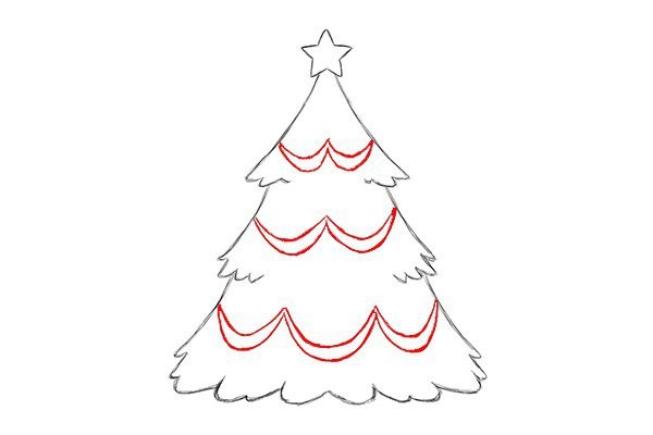 Draw a beautiful Christmas tree with simple strokes