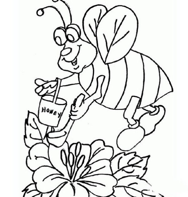 Simple drawing of industrious little bee