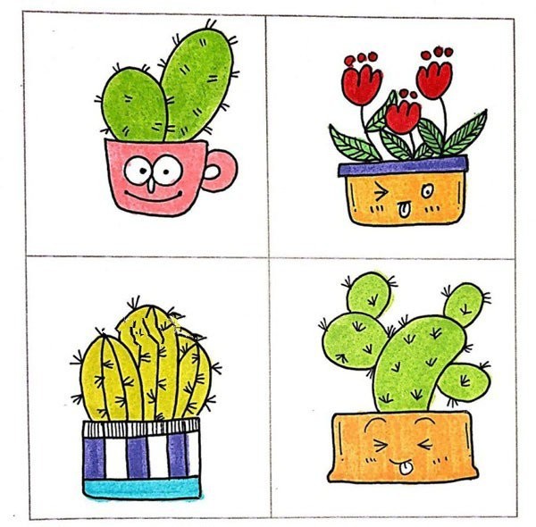 23 simple drawings of potted cactus plants