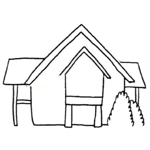 Beautiful wooden house simple drawing tutorial