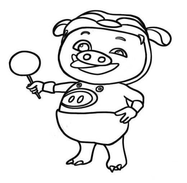 Simple picture of Pig Man eating a lollipop