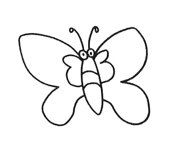 A set of simple drawing pictures of cartoon butterflies