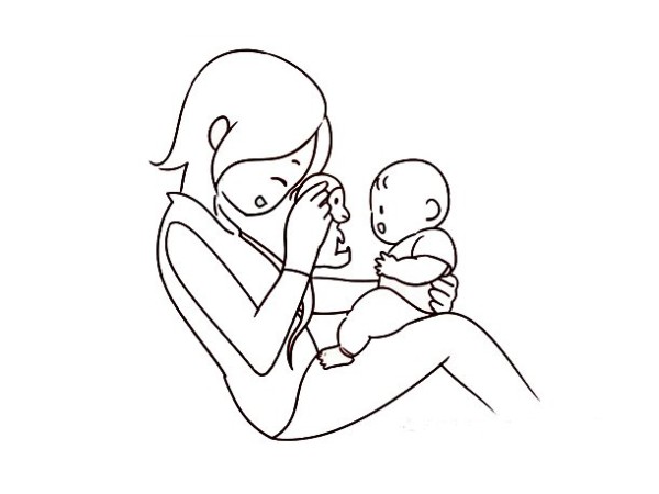 Simple strokes of mother and baby