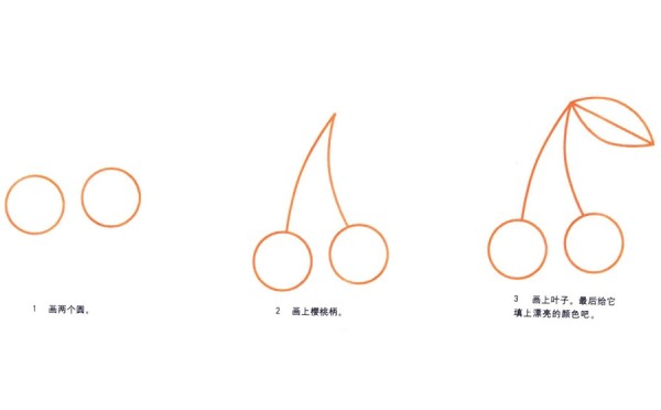 Tutorial on how to draw two small cherries in simple strokes