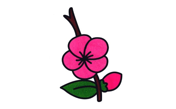 Coloring method of hand-painted plum blossom simple drawing