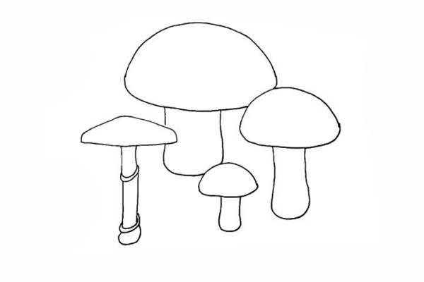 A set of simple drawing tutorials for mushrooms