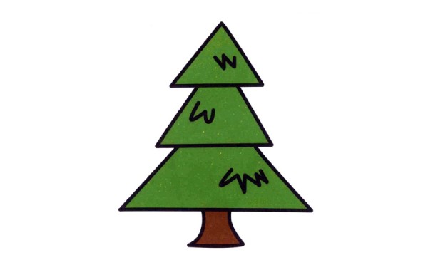 A simple coloring work of a tall and tall pine tree