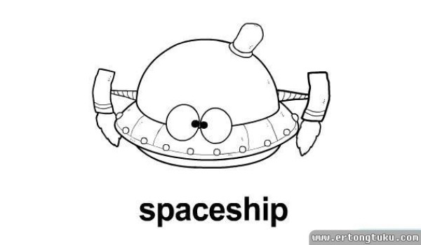 Spaceship black and white simple drawing series