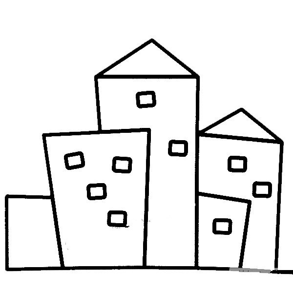 Children learn to draw buildings