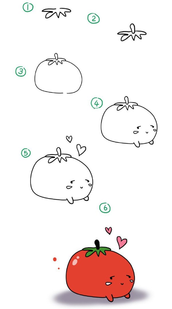 Shy Cherry Tomato Simple Drawing Tutorial