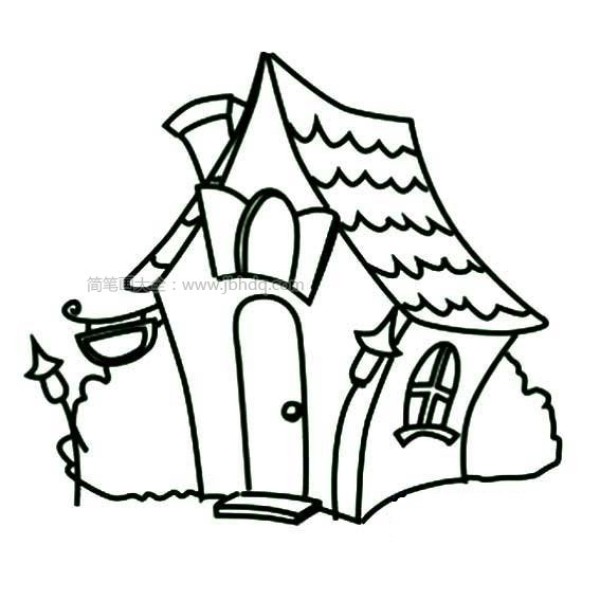 Childrens simple drawing of small house