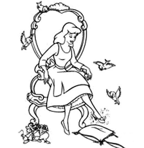 Grimms Fairy Tale Cartoon Cinderella Simple Drawing Picture