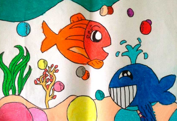 Childrens drawings of the underwater world: traveling to the underwater world