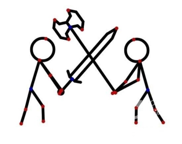 Childrens Stickman Fighting Simple Drawing Picture