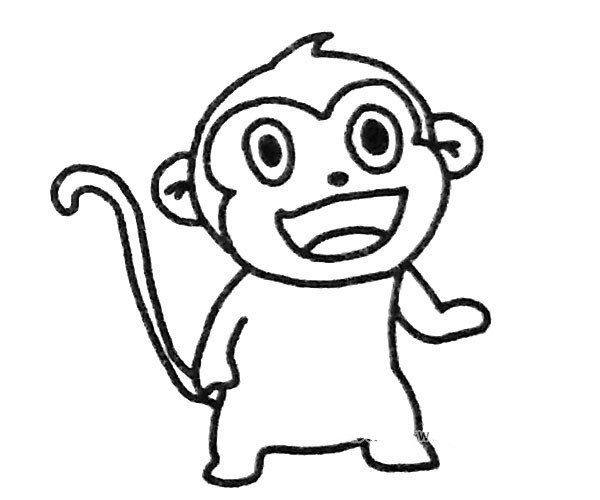 A set of cute monkey simple drawing pictures