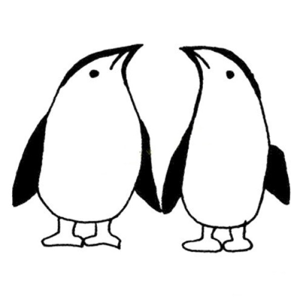 Simple strokes of two little penguins