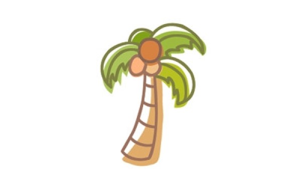 How to draw coconut trees with simple strokes for children