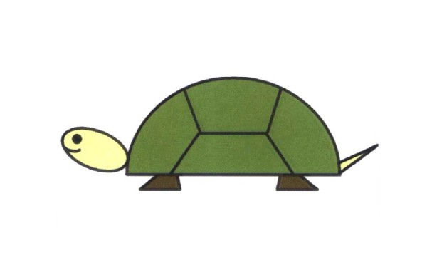 Tutorial on step-by-step drawing of cartoon turtle in simple strokes