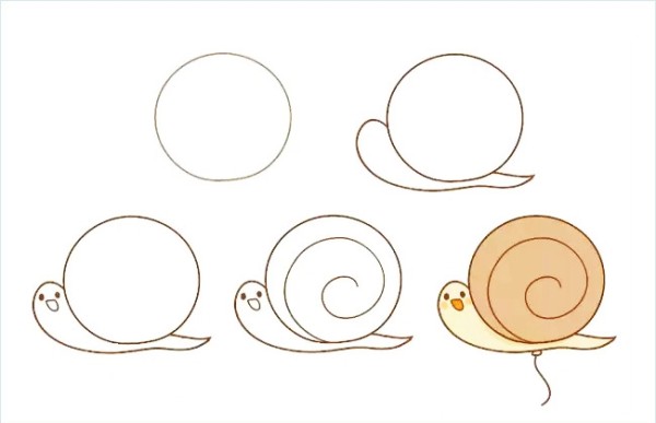 Draw a simple drawing of a cute animal balloon - snail