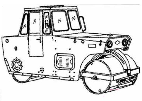 Simple drawing picture of two-wheel steel drum roller