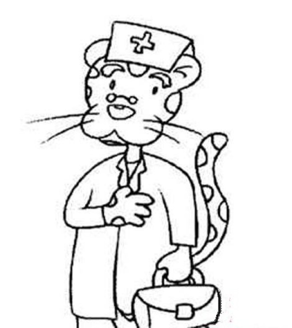 Cartoon Doctor Simple Drawing Picture: Leopard Doctor