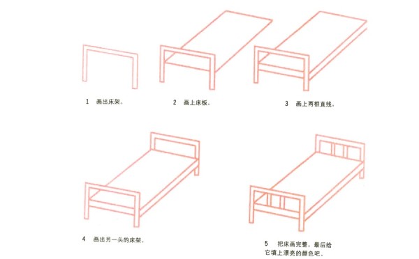 Tutorial on how to draw simple strokes of childrens bed