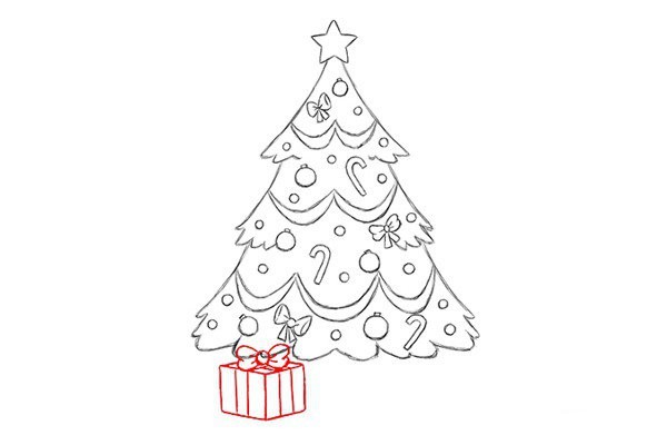 Draw a beautiful Christmas tree with simple strokes