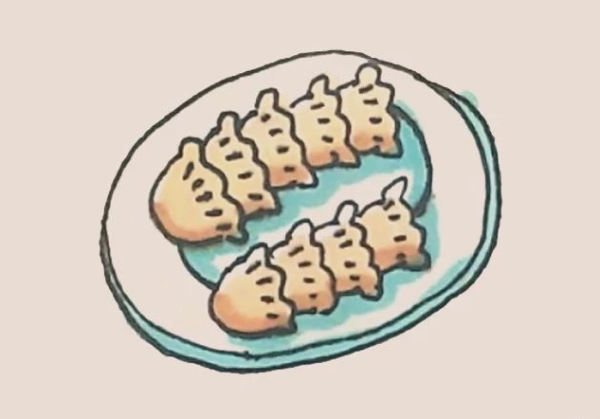 Simple drawing of New Year dumplings