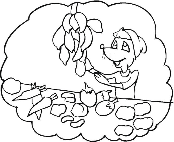 Simple drawing pictures of selling vegetables