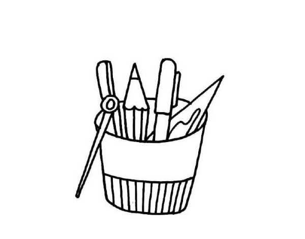 3 simple drawing pictures of pen holders