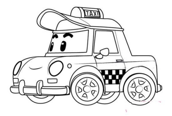 Transformed Police Car Perli Taxi Cape Simple Drawing Picture