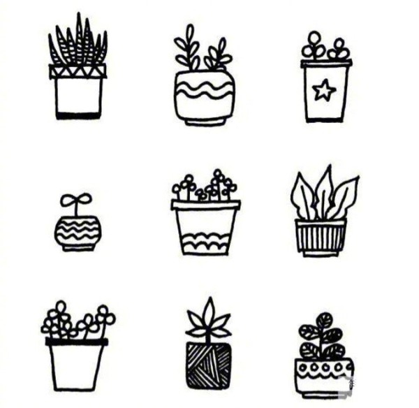 81 beautiful simple drawing pictures of potted plants