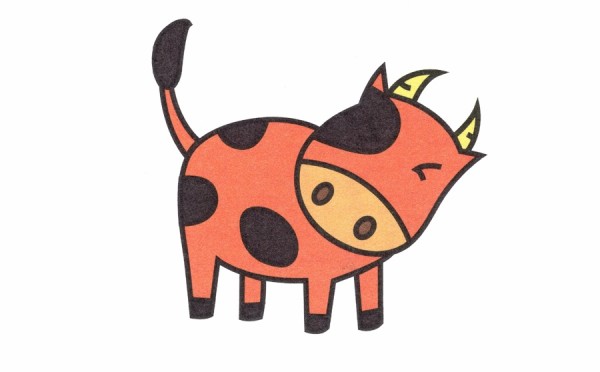 Creative simple drawing method of cartoon calf