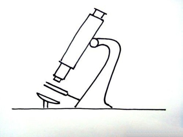 How to draw a microscope with simple strokes