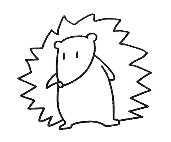 A set of cute cartoon hedgehog simple drawing pictures