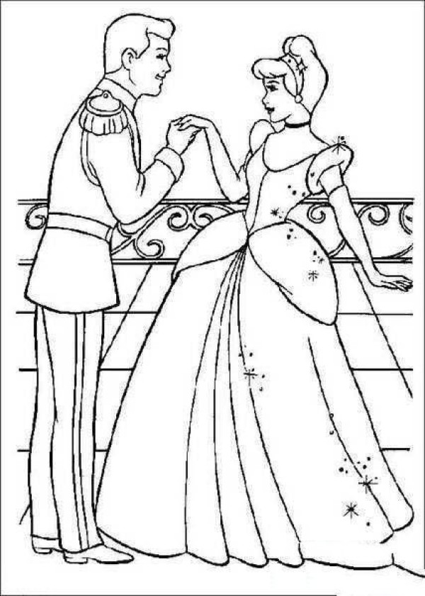 A complete collection of simple drawing pictures of Cinderella and the Prince