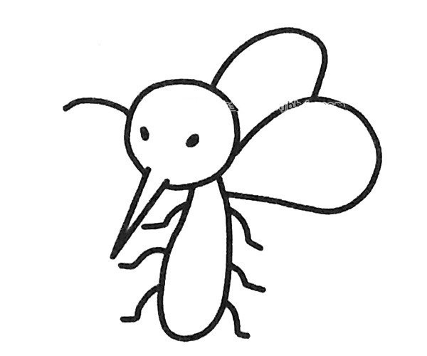 A set of simple drawing pictures of cartoon mosquitoes