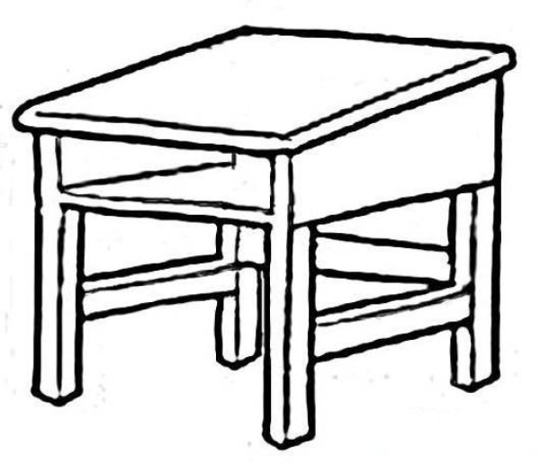 Kindergarten single wooden desk simple drawing picture